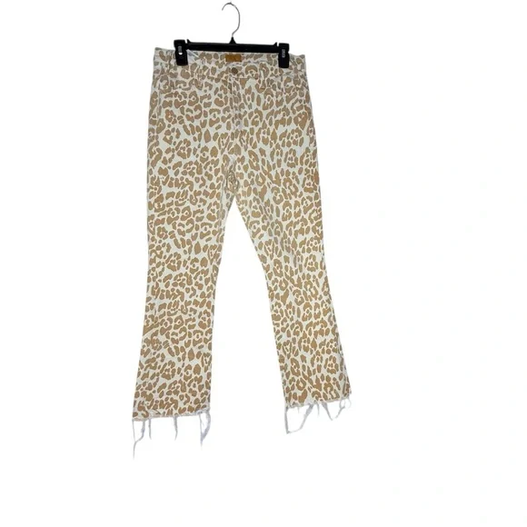 MOTHER The Hustler Ankle Fray Jeans – “Prowl” Leopard Print – Size 32 - Picture 2 of 9